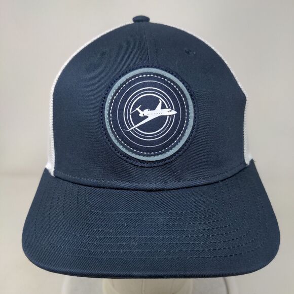 Aircraft Silhouette Patch Snapback Trucker Hat Blue OSFM Gulfstream Mesh Back - Picture 2 of 8